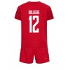 Baby Fußballbekleidung Dänemark Kasper Dolberg #12 Heimtrikot WM 2022 Kurzarm (+ kurze hosen)
